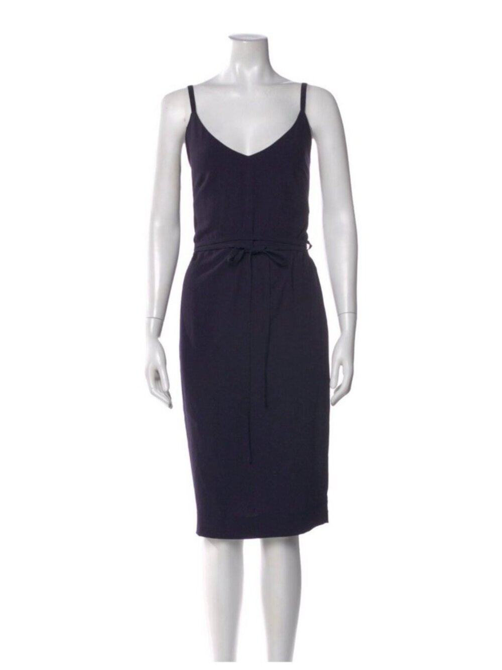 Malia Mills Authentic Solid Navy Blue V Neck Tank Knee Length Dress 6 Small